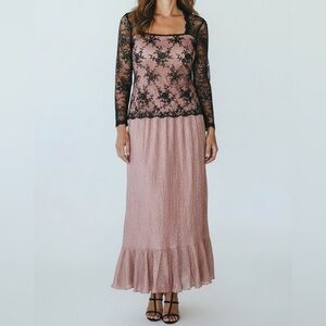 Pronovias Barcelona Micaela Beaded Lace Top and Metallic Copper Skirt Set 6